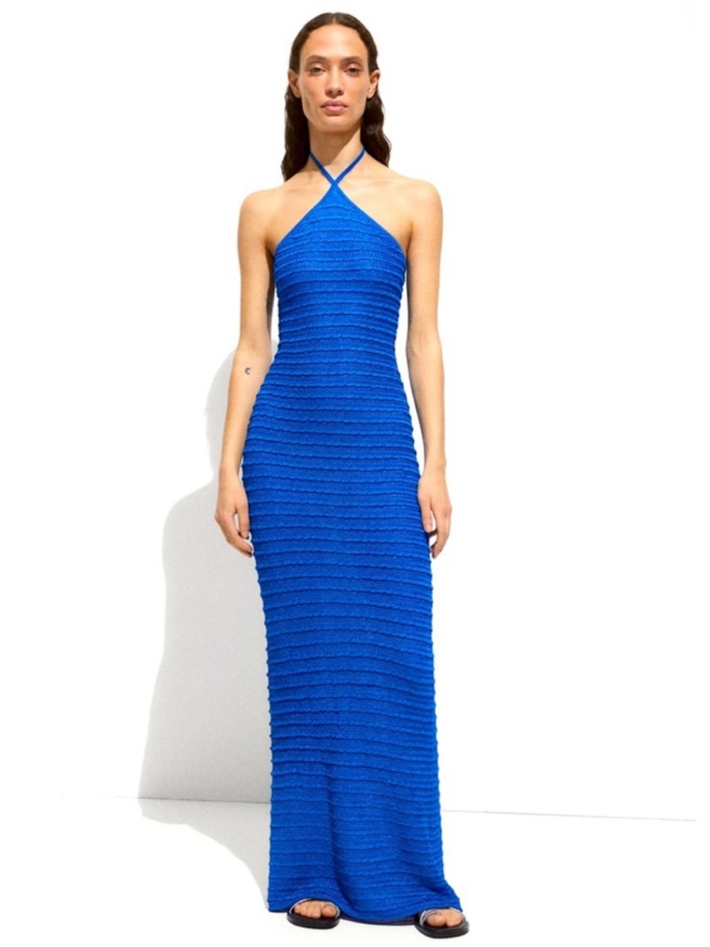 MANGO Women’s halter neck lurex knitted maxi dress🦋🦋
